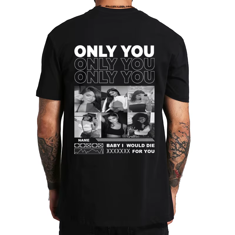 T-shirt en coton doux avec photo personnalisée pour homme