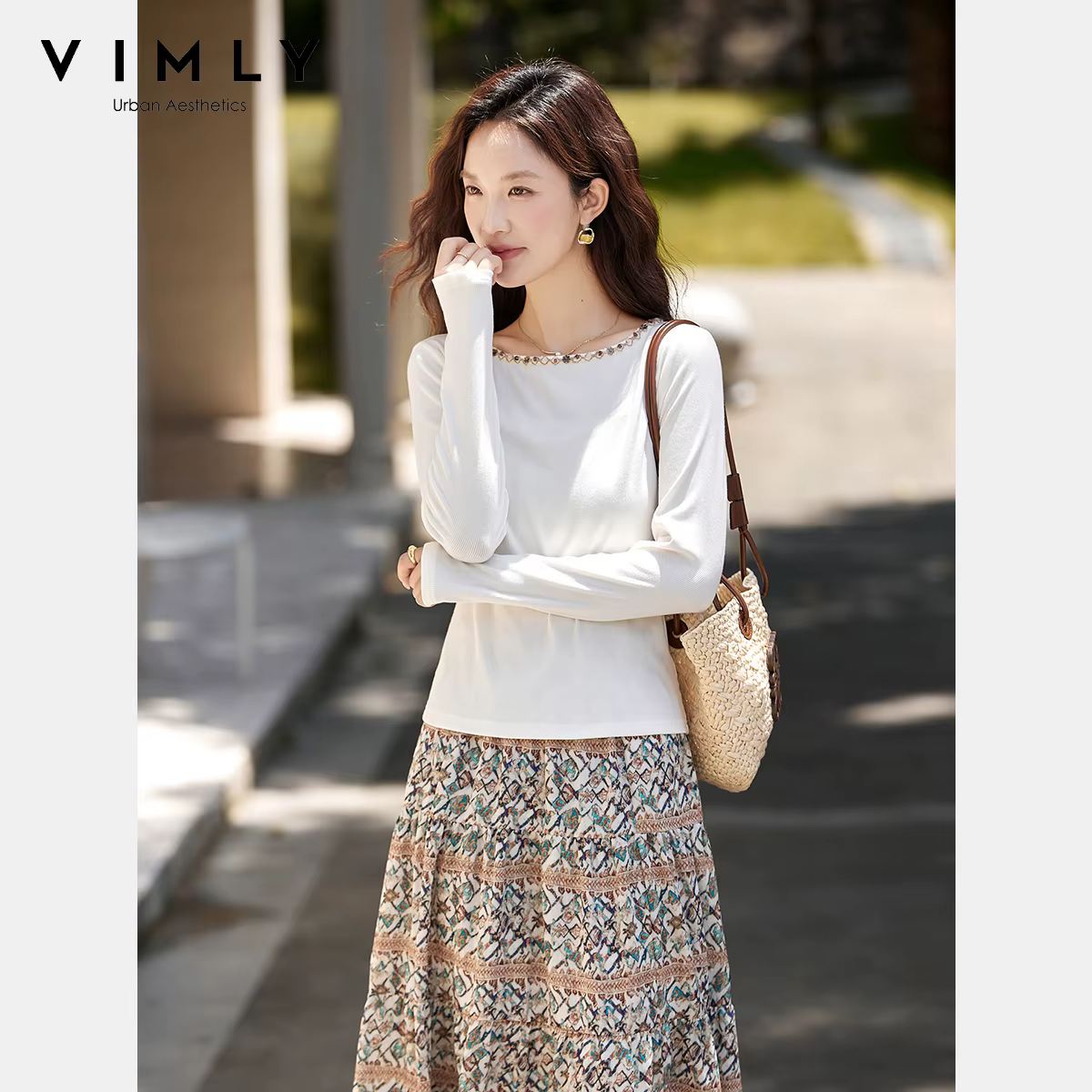 T-shirt blanc à manches longues pour femme VIMLY