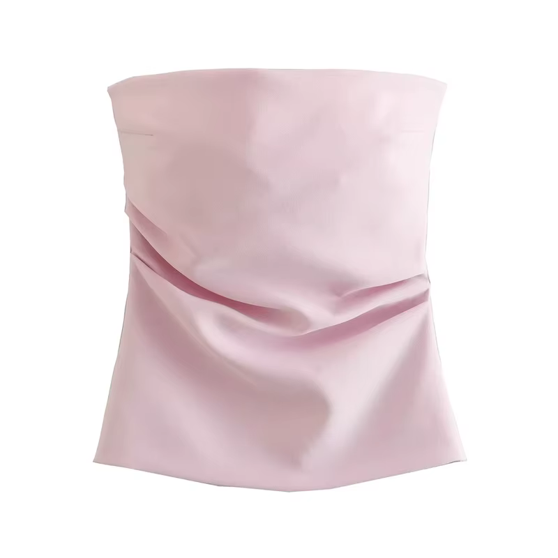 MUJER 2025 femmes bustier tubulaire blanc noir épaules nues haut court femme rose sans manches dos nu Sexy hauts