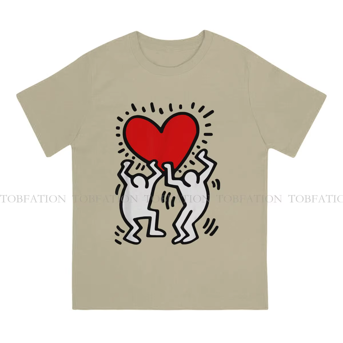 Haring-T-shirt à col rond pour hommes
