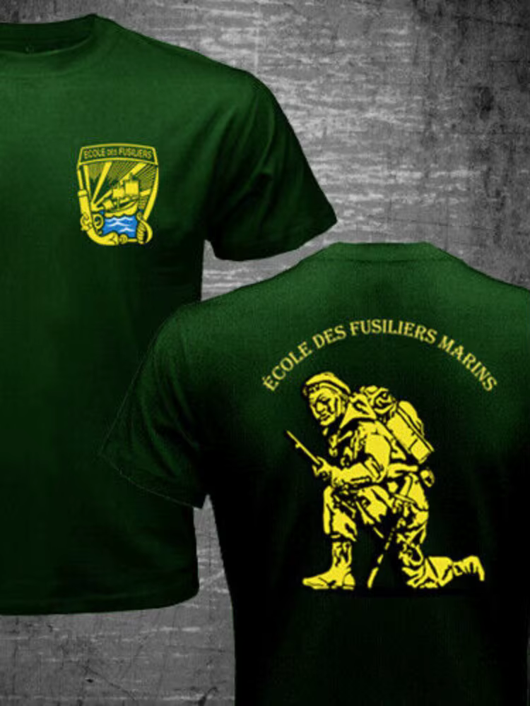 Corps des Marines français Ecole Des fusiliers Marins Lorient militaire T-shirt à manches courtes décontracté 100% coton hommes t-shirts