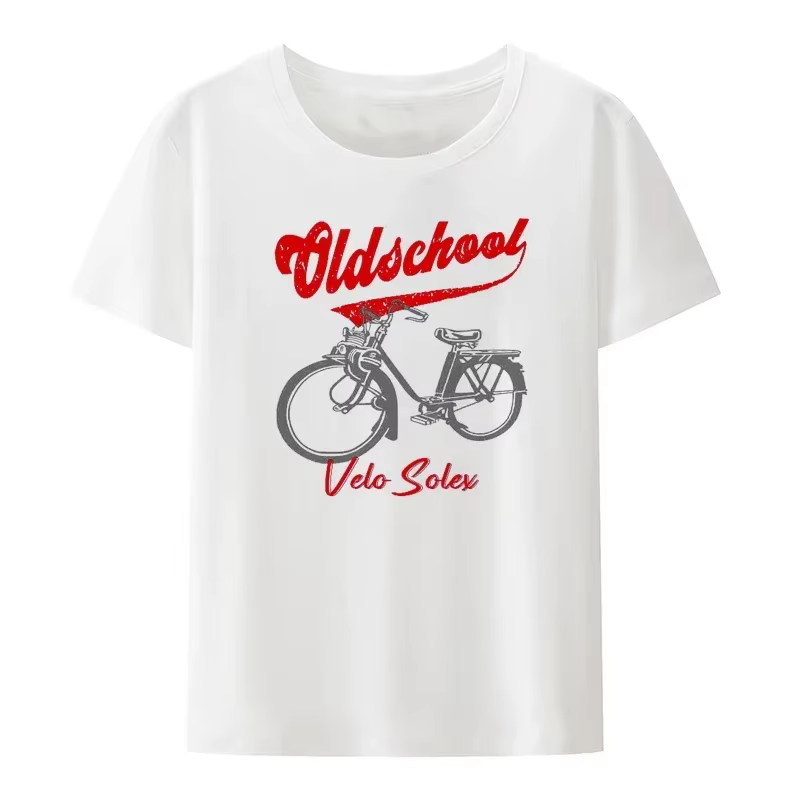 T-shirt unisexe à manches courtes Velo Solex Bike Print pour hommes et femmes