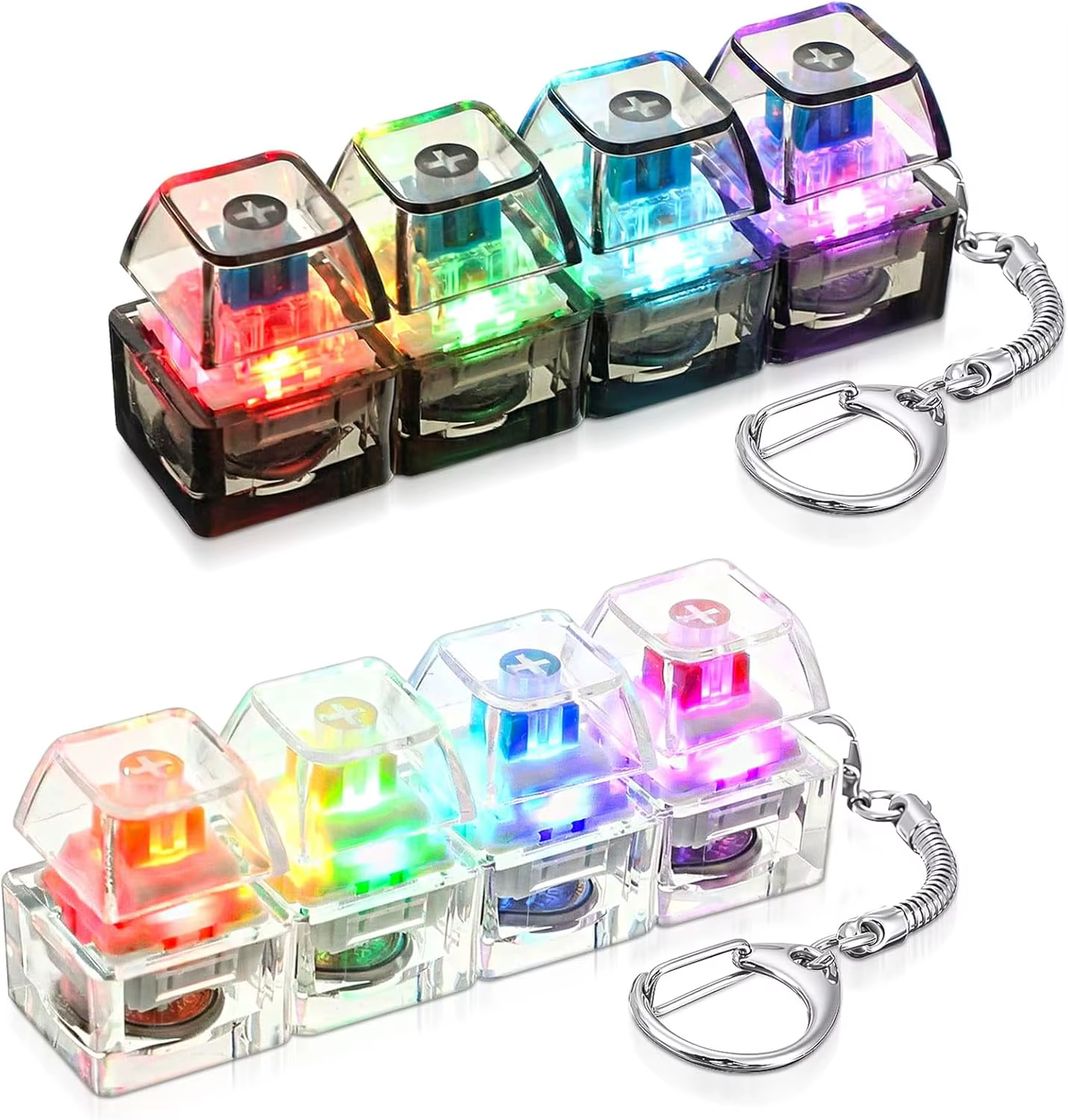 Porte-clés LED lumineux avec bouton de clavier clic-clac