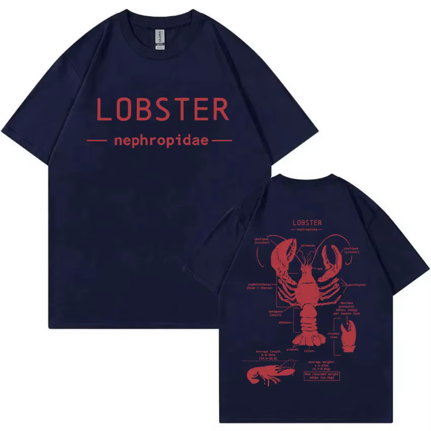 Drôle homard anatomie graphique T-shirt hommes femmes décontracté surdimensionné à manches courtes T-shirts