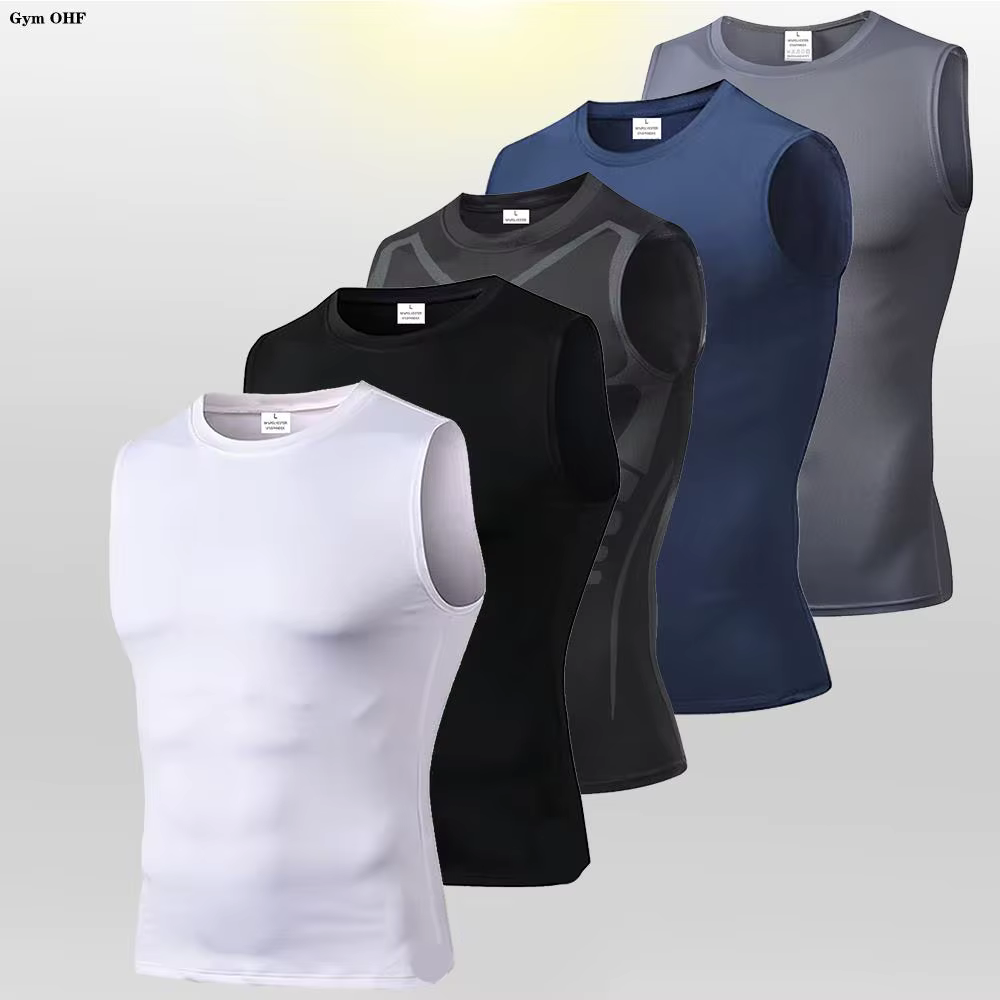 Hommes séchage rapide course T-Shirts Compression gilet sans manches séchage rapide Jersey chemise d'entraînement gymnase hommes débardeur
