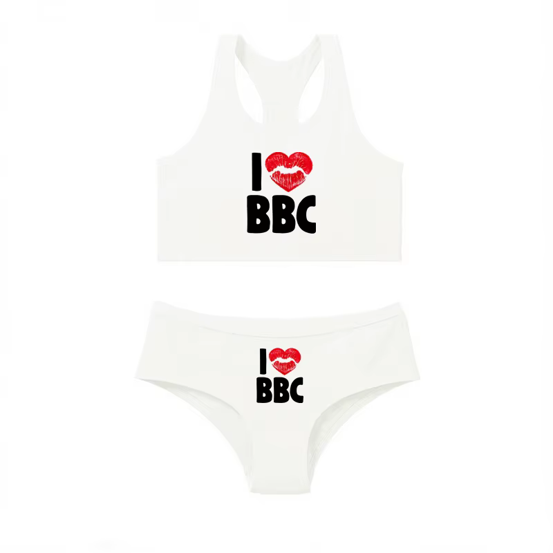 Débardeurs sexy pour femmes, ensemble de débardeurs et culottes imprimés I LOVE BBC Spades, débardeurs confortables et respirants en coton avec sous-vêtements, vêtements pour femmes