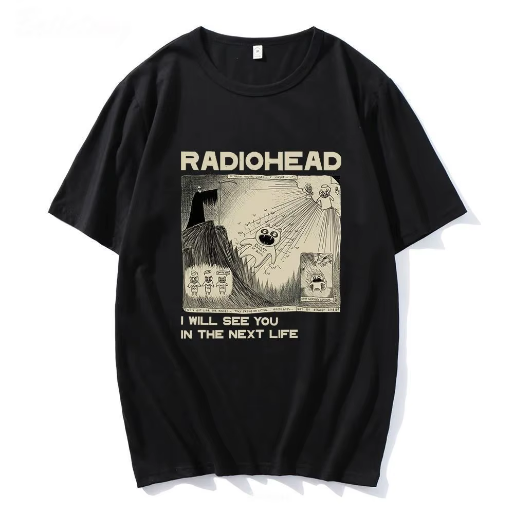T-shirt avec logo du groupe de rock Radiohead imprimé pour l'été