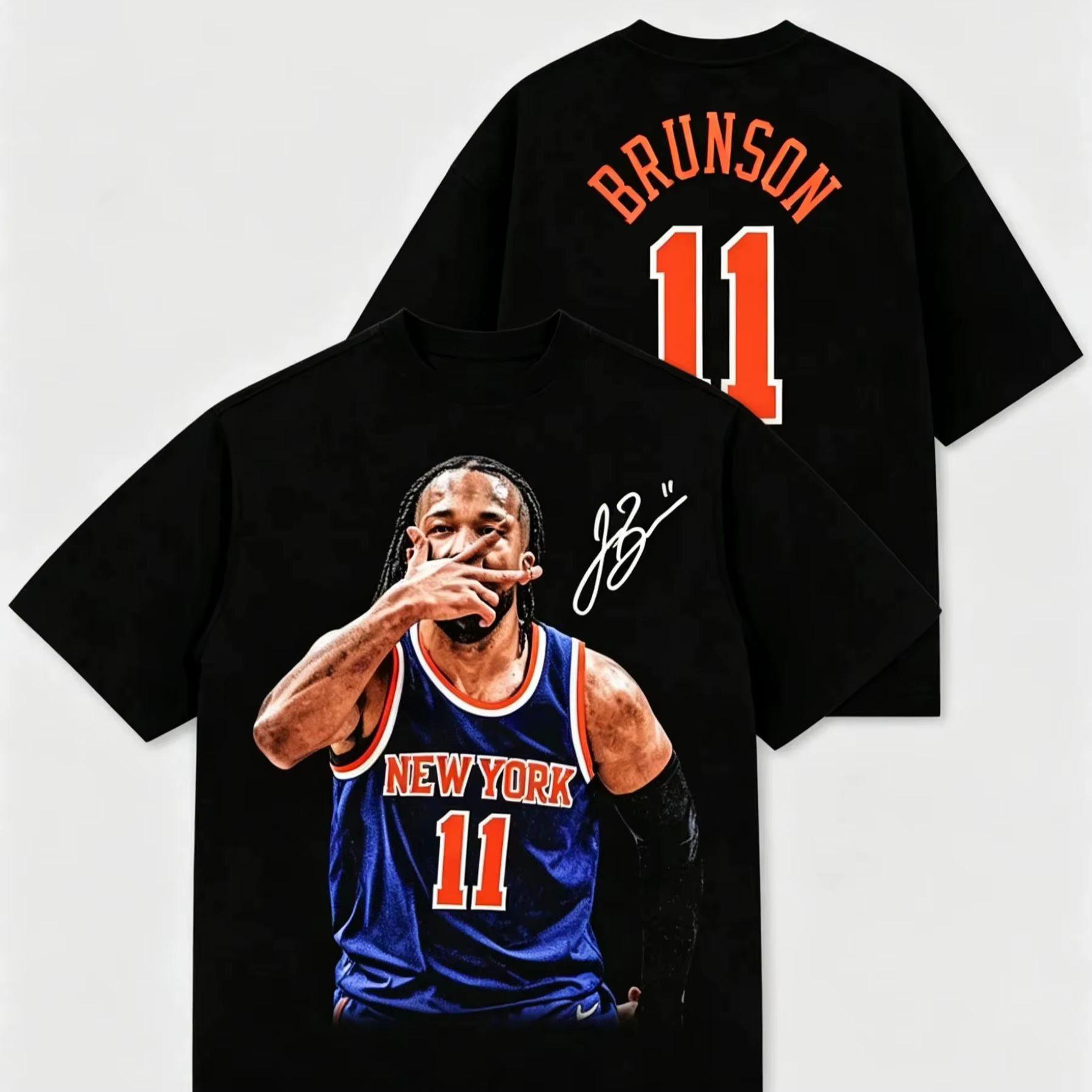 T-shirt Jalen Brunson 11 Graphics 100% coton – Nouvelle collection été 2026 Knicks – Maillot de sport de haute qualité