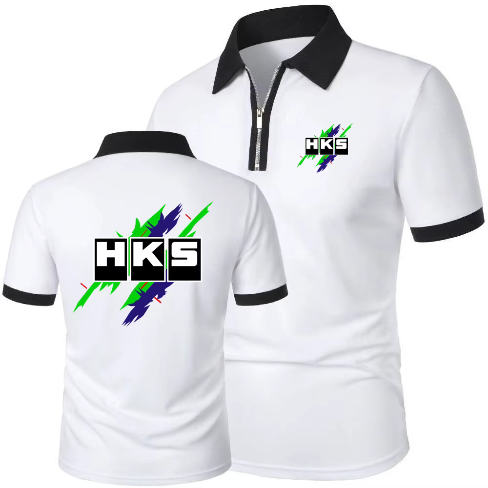 Polos HKS Power and Sportser contraste couleur hauts t-shirt Simple confortable léger à manches courtes