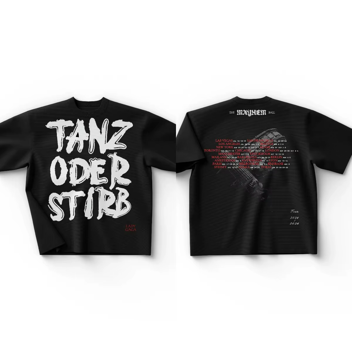 T-shirt graphique Y2K à manches courtes imprimé avec les lettres Lady Gaga