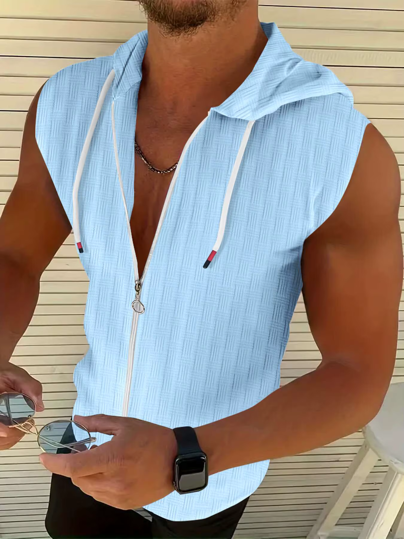 T-shirt pour homme, sweat-shirt à capuche slim fit d'été