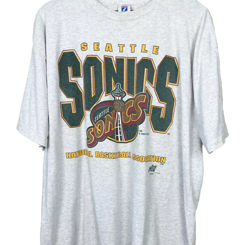 Réimpression Seattle Supersonics 90S Logo Ash t-shirt basique t-shirt