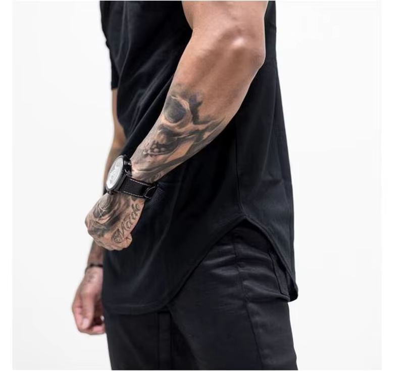 Hommes Muscle t-shirt Gym musculation Fitness t-shirts hauts coton Patchwork maille coupe ajustée