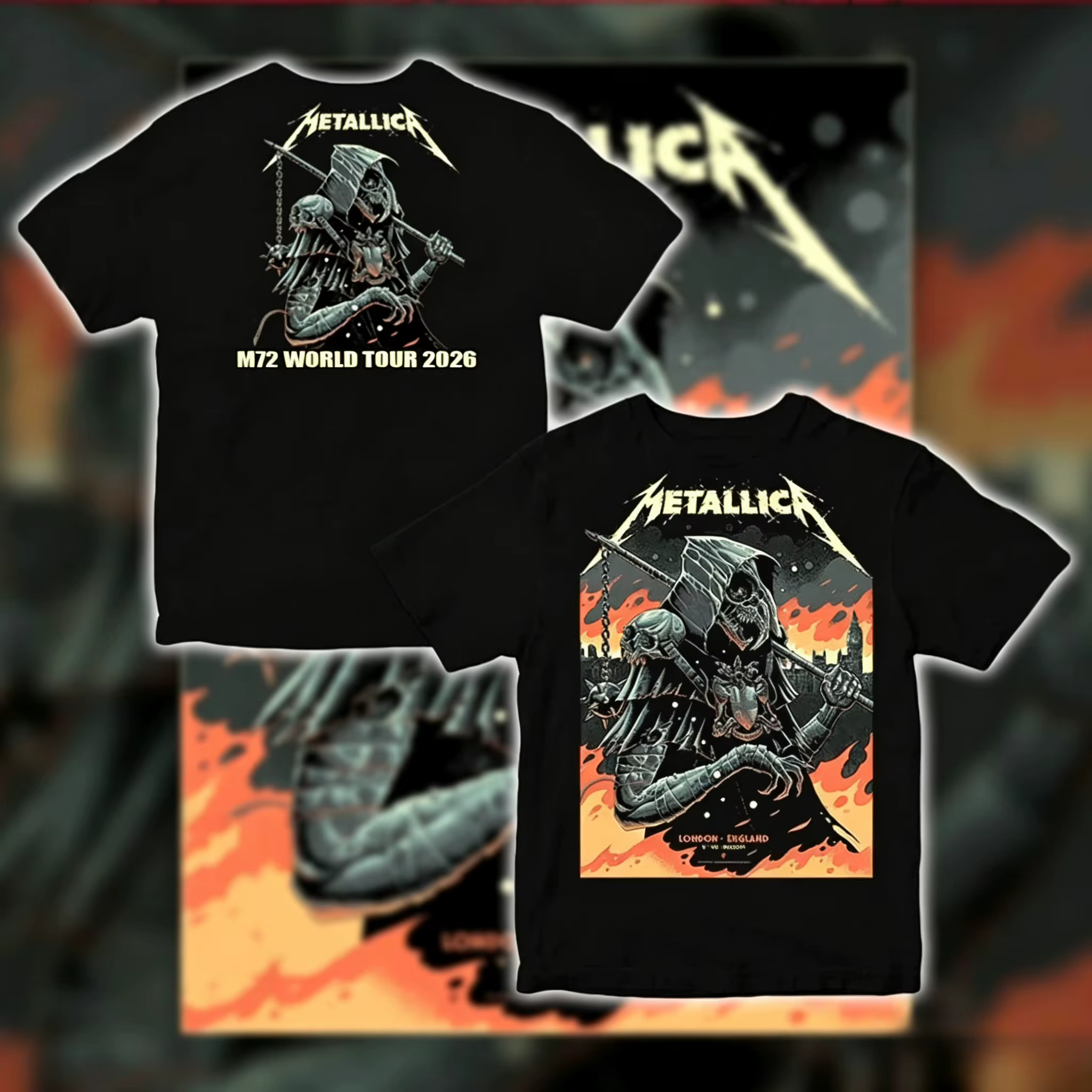 T-shirt de la tournée Metallica à Londres M72 World Tour 2026