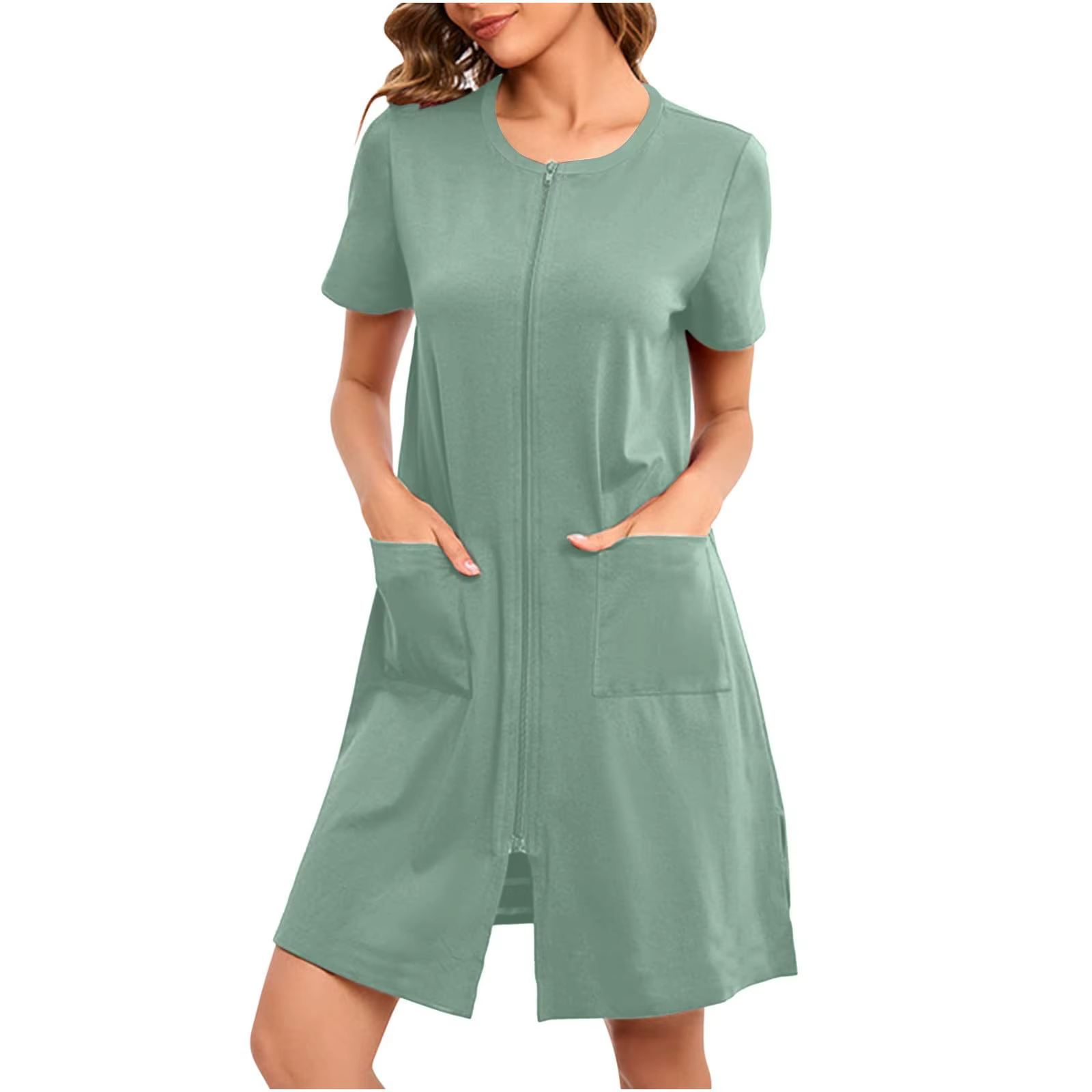 Chemise de nuit zippée sur le devant pour femmes