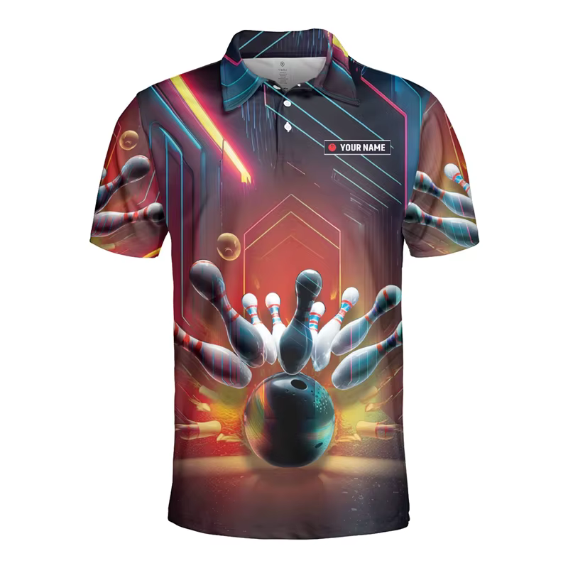 Polo graphique de bowling pour hommes