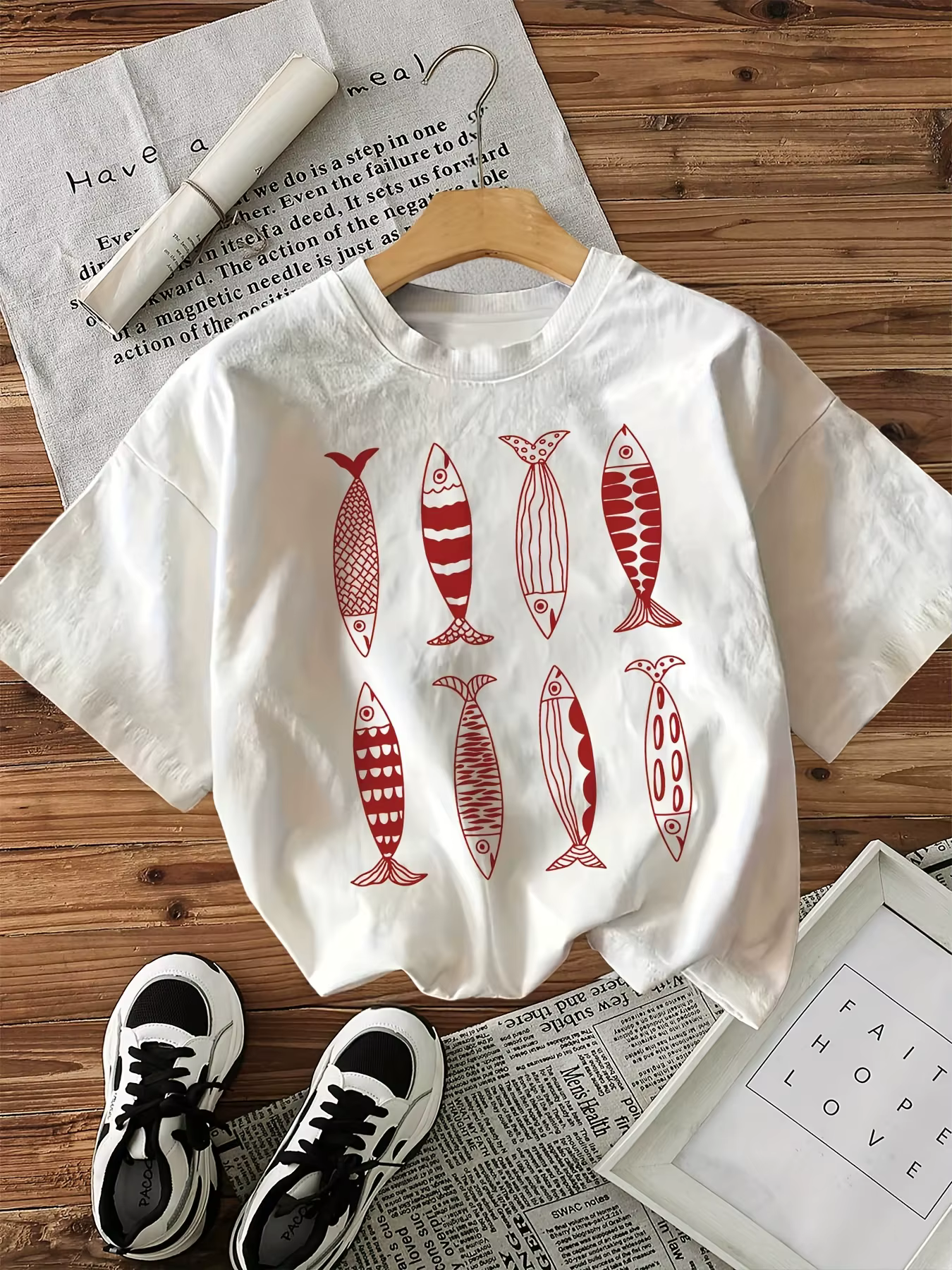 T-Shirt poisson drôle 100% coton pour femmes