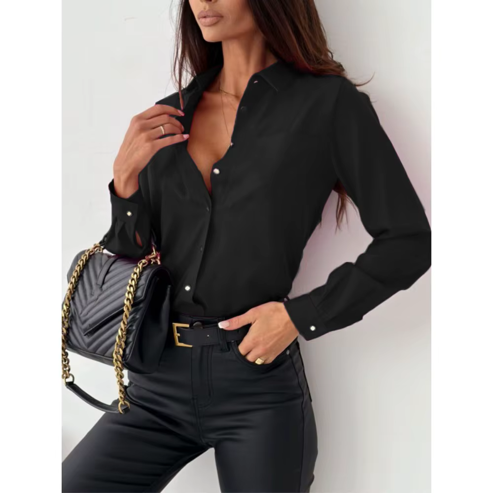 Chemisier élégant à col en V et boutonnage pour femme