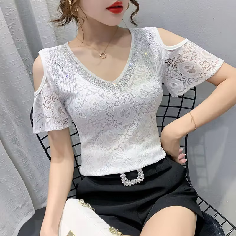 T-shirt à paillettes pour femmes