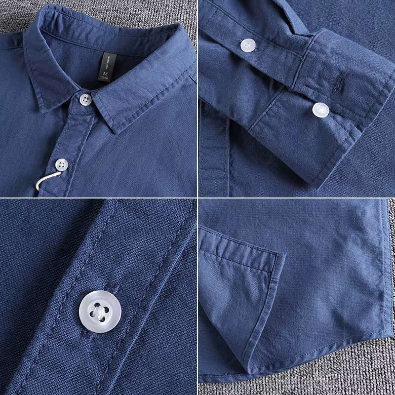 Chemise à Manches sulfen Tissu Oxford Délavé pour Homme