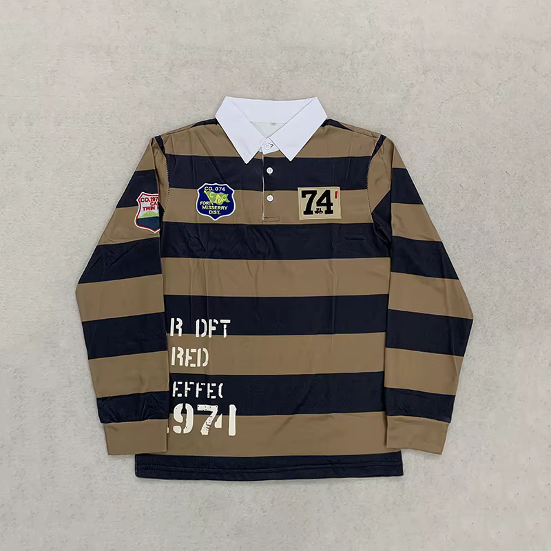 Polo de rugby rétro rayé pour homme