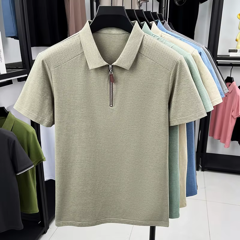 Polo pour homme à col demi-zip