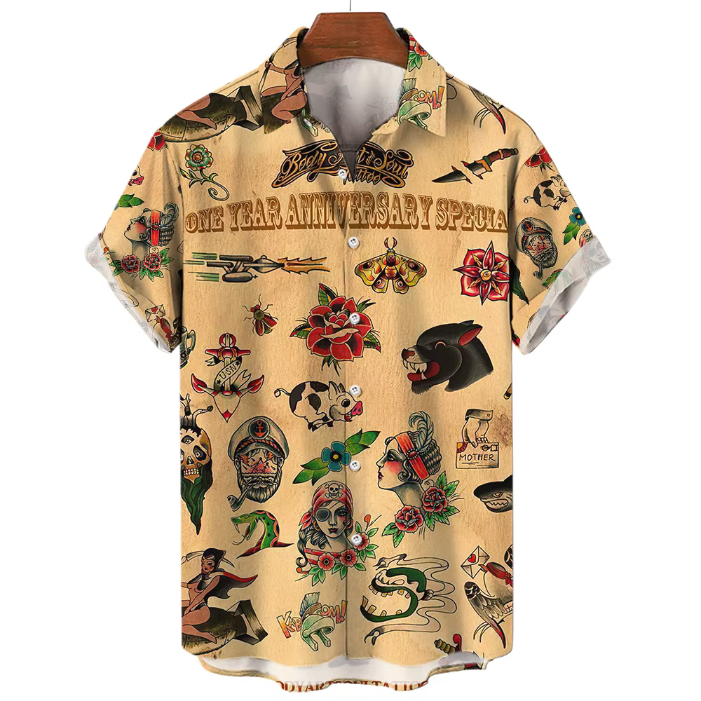 Chemise japonaise à manches courtes pour hommes