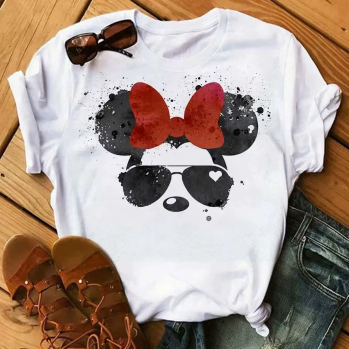 T-shirt imprimé Mickey Mouse pour femmes