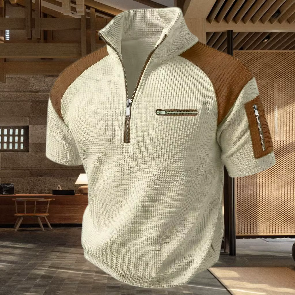 Polo pour homme avec fermetures éclair sur les bras et la poitrine pour un design coloré
