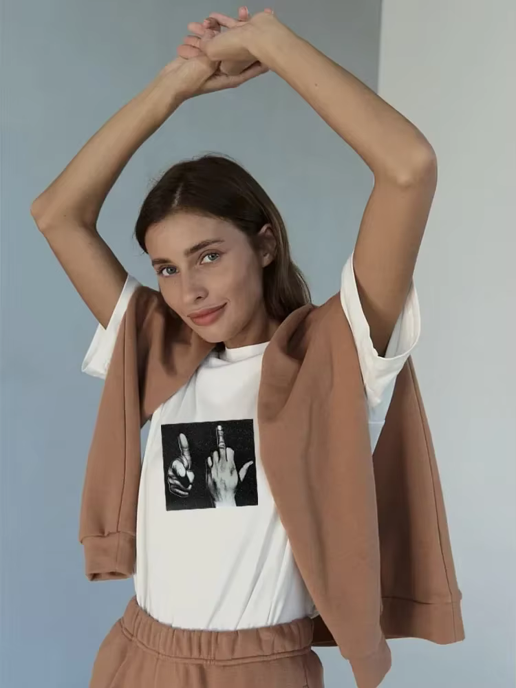 À la mode Ins personnalisé rue décontracté gothique coton imprimé femmes T-shirt 2025 été grande taille
