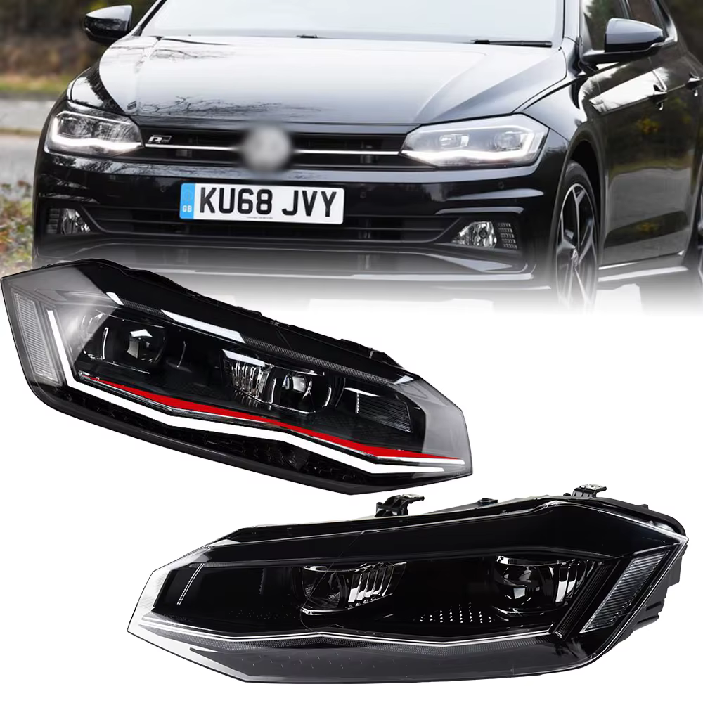 Feux de sauna pour VW POLO 2019-2022 DRL, feux de jour, phare LED, ampoule Bi SG, phares antibrouillard, accessoires de voiture