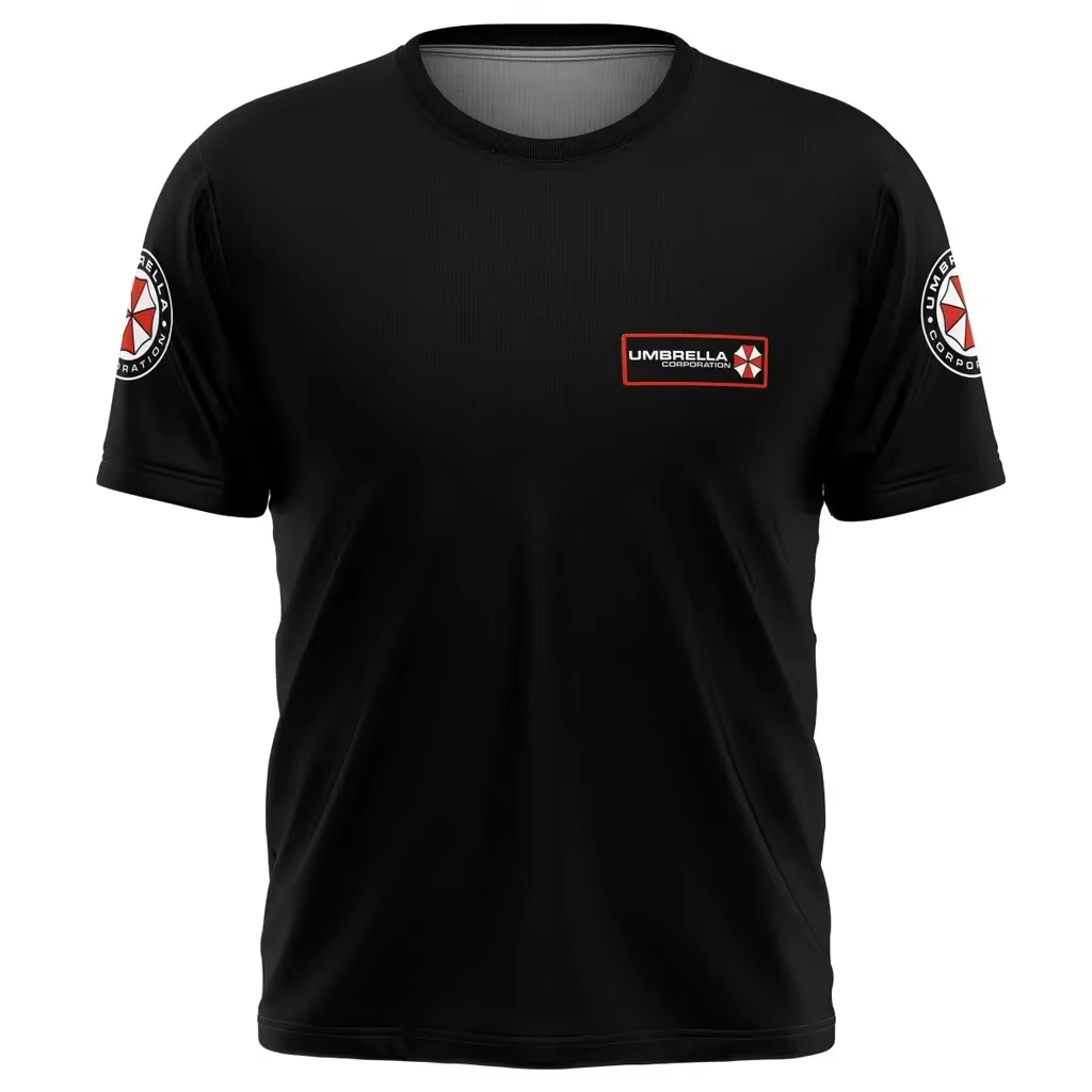 T-shirt Resident Evil Umbrella Corporation - Logo et slogan emblématiques noirs imprimés en 3D