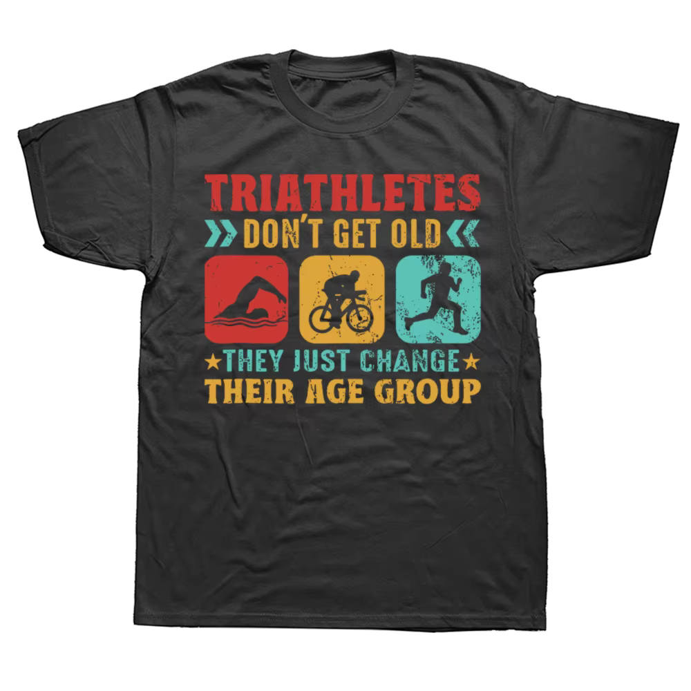 Conception de Triathlon drôle hommes femmes Triathlètes natation vélo course T-shirt été graphique coton Streetwear à