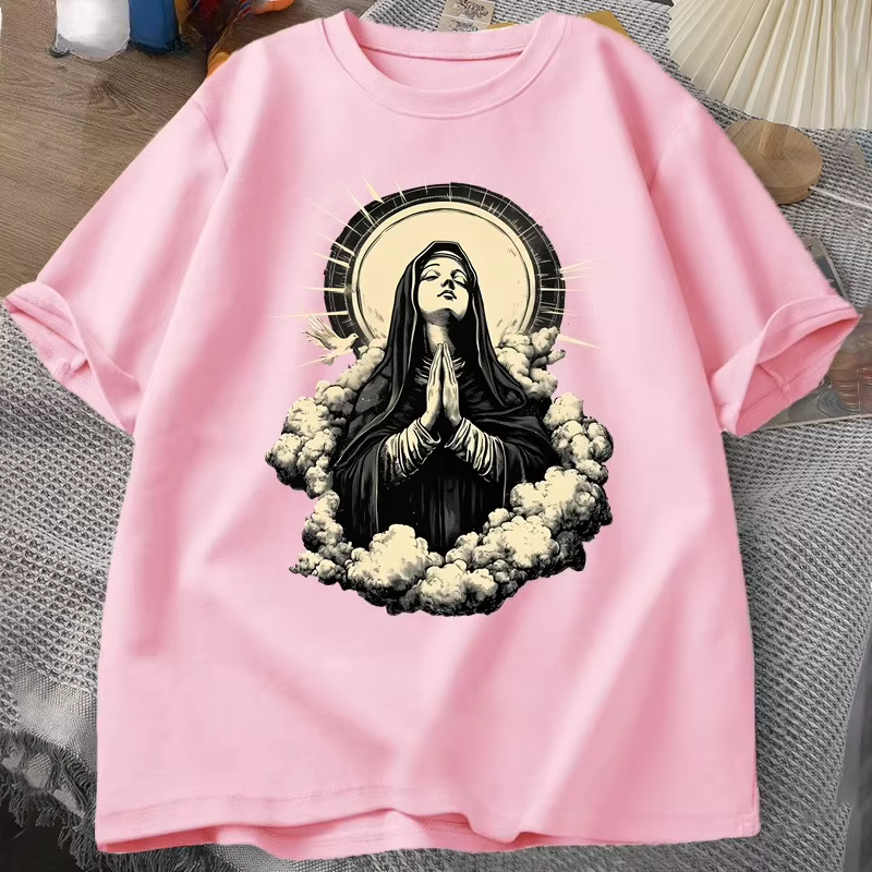 T-shirt chrétien avec image de la Vierge Marie