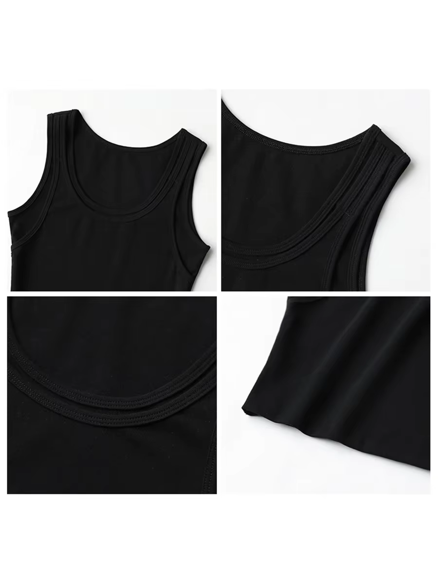 CHIC VEN Débardeur femme Camisole Design Solide Coupe Slim Court Col en U Bretelles Gilet Récolte Hauts Femmes Été Basique Élastique 2025