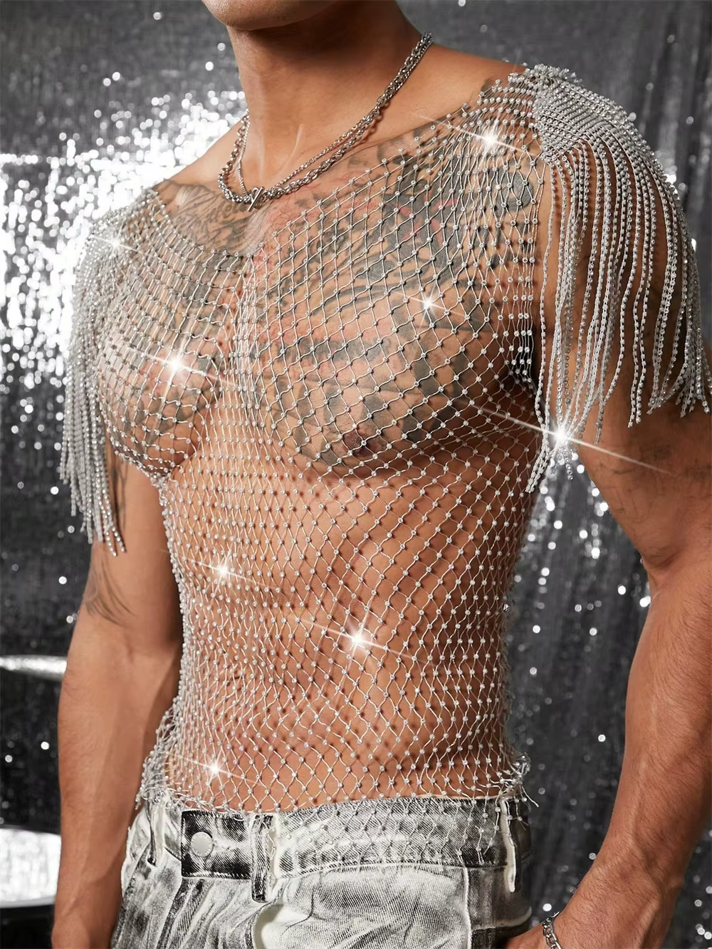 Débardeur en strass brillant pour hommes