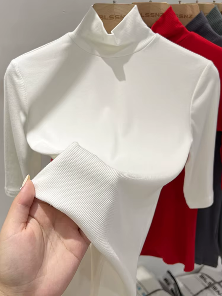 T-shirt basique femme 2026 à col roulé