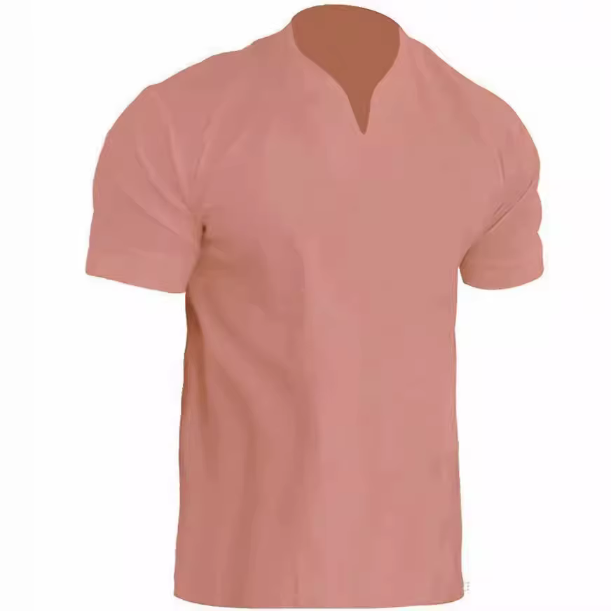 T-shirt homme 2026 décontracté fitness sport coton élastique avec poche manches courtes été col en V vêtements pour hommes
