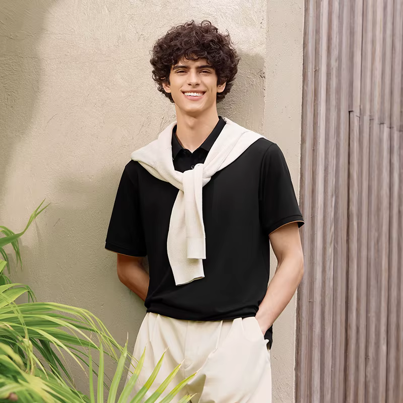 Semir refroidissement antibactérien Anti acariens Polo hommes affaires décontracté 2025 été nouveau bloc de couleur bureau banlieue haut