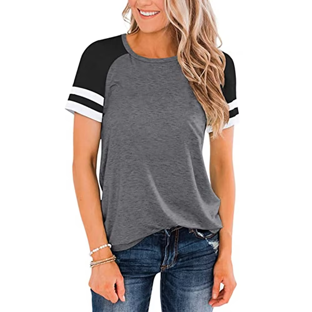 Nouveauté été 2026 pour femmes : T-shirt décontracté à manches raglan rayé – Tissu doux