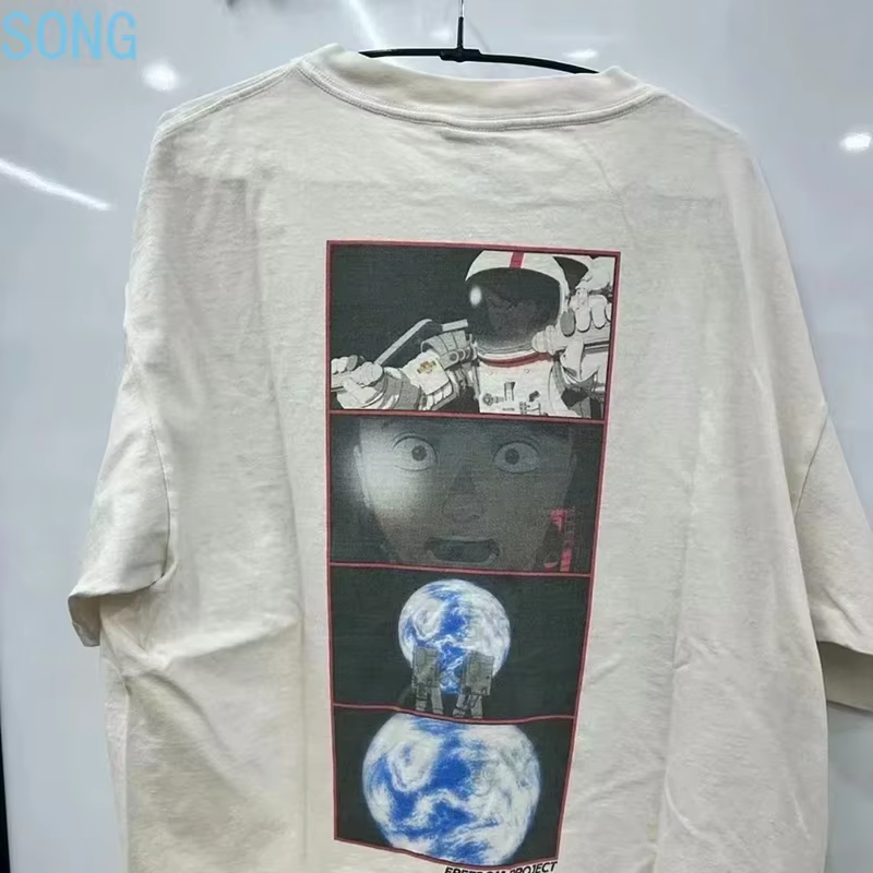 T-shirts amples et oversize Saint 2025 à manches courtes, style rétro, nouveau, noir et blanc, col rond, en coton imprimé, pour hommes et femmes 2026