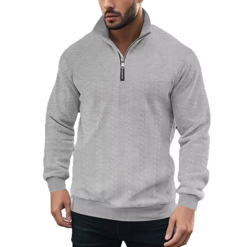 Pull à demi-zip pour homme, nouveau modèle ample à col montant et manches longues