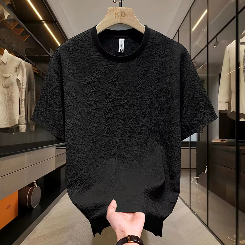 T-shirt d'été en Seersucker texturé pour hommes