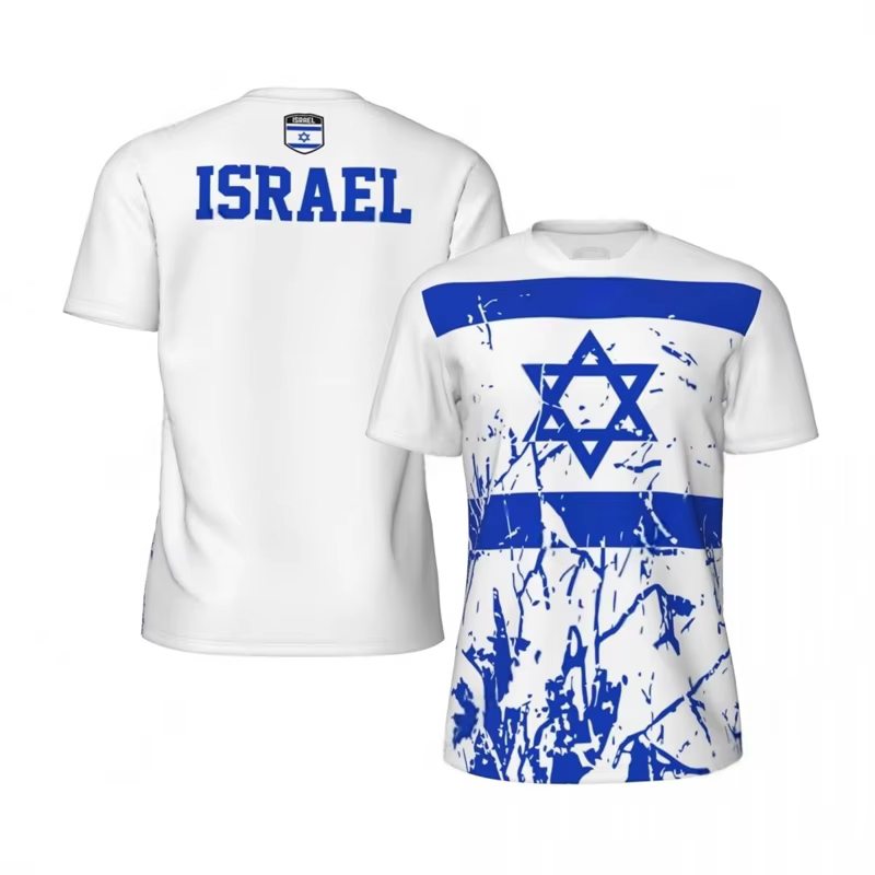 Mode Israël Drapeau Graphique Football T-shirts Pour Hommes Tendance D'été 3D Emblème National Imprimé