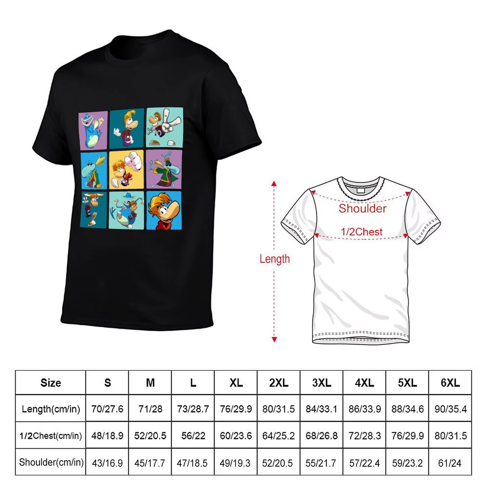 T-shirt Rayman Squares décontracté à manches courtes pour hommes