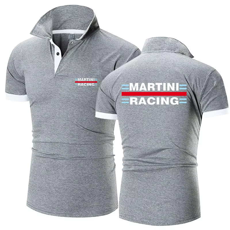 2025 été homme Martini Racing Logo imprimer nouveau Type couleur unie classique coton à manches courtes haut affaires Social Polo