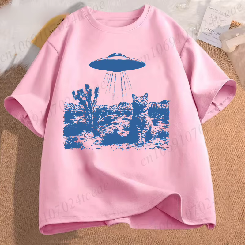 T-shirt graphique drôle avec motif de chat