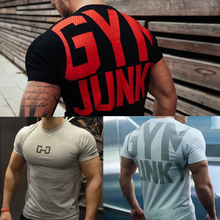 Mode homme t-shirt hommes hauts été Fitness musculation vêtements Muscle