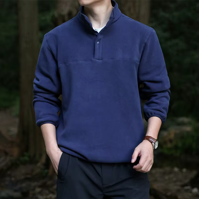 2025 hommes sweat col roulé demi bouton pull mâle polaire décontracté basique élégant vêtements de travail hiver automne veste chaude
