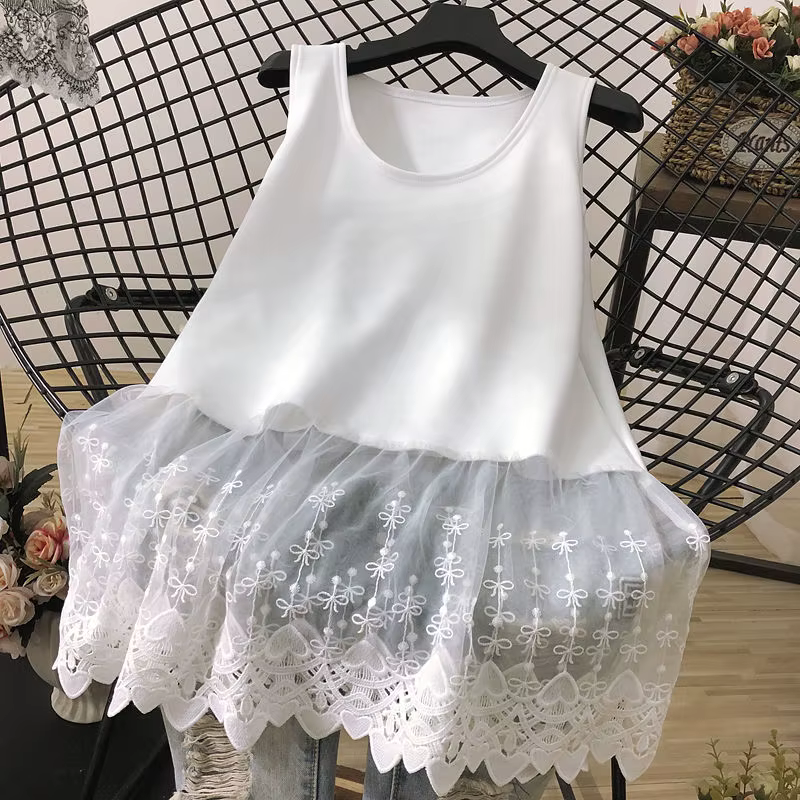 Débardeur solide en dentelle pour femmes